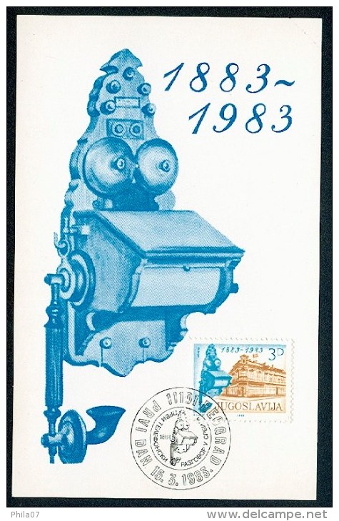 Yugoslavia 1983. Maximum Card ´100 Years Of First Telephone Conversation In Serbia´ - Maximumkaarten