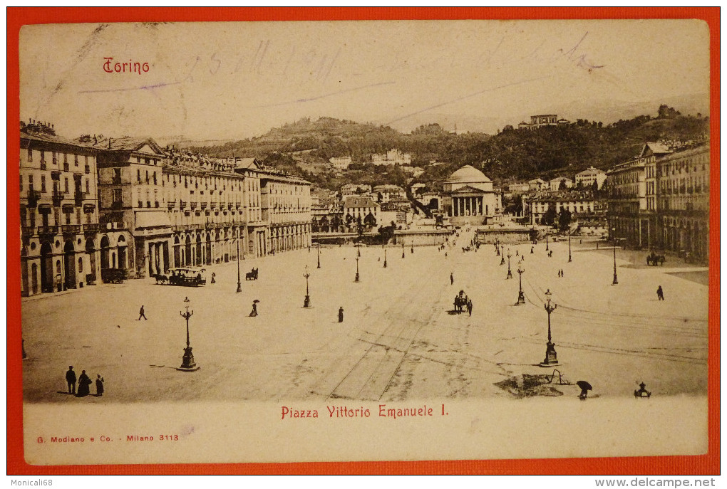 Torino 1911 - Cartolina Viaggiata- Piazza Vittorio Emanuele I - Orte & Plätze