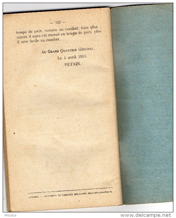 MILITARIA -  LE  COMBAT  OFFENSIF   DES  PETITES  UNITES - Ministere De La Guerre -  PETAIN  Q.G  AVRIL 1919 - Oorlog 1914-18