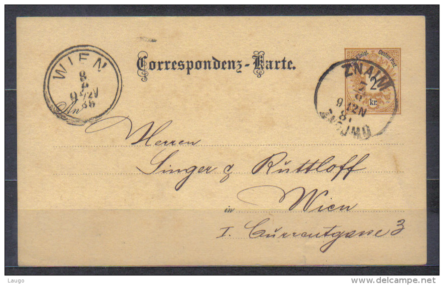 Czech  Postal Stationery Card  1886 Znaim Znojmo   To  Wien , Quality See Scan - ...-1918 Préphilatélie