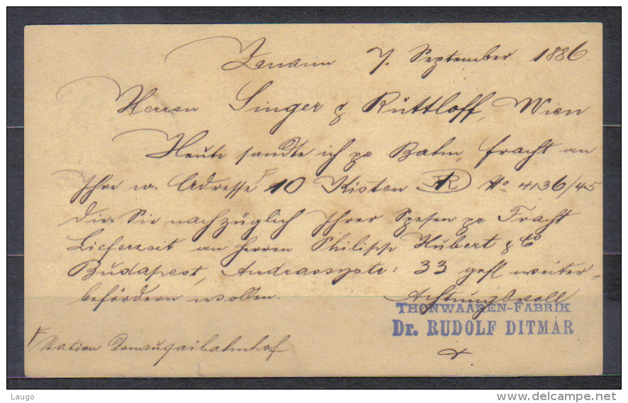Czech  Postal Stationery Card  1886 Znaim Znojmo   To  Wien , Quality See Scan - ...-1918 Voorfilatelie