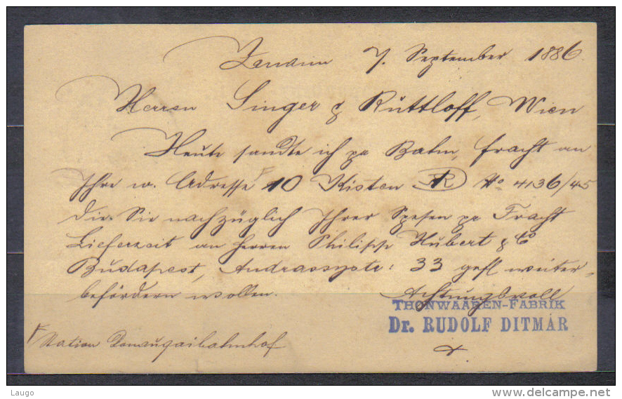 Czech  Postal Stationery Card  1886 Znaim Znojmo   To  Wien , Quality See Scan - ...-1918 Prephilately