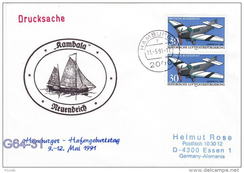 Kambala Nuendeich - Hamburger Hafengeburtstag Posted Hamburg 1991 (G64-31) - Ships