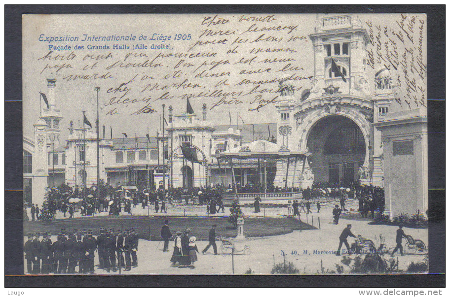 Belgia Postcard Liege , Facade Des Grand Halls , Posted 1905  , Quality See Scan - Grace-Hollogne