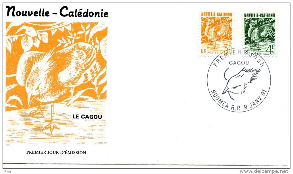 Pli En 1° Jour Du 9 / 1 / 1991 ( ( 2 Valeurs Le CAGOU  )) - Storia Postale