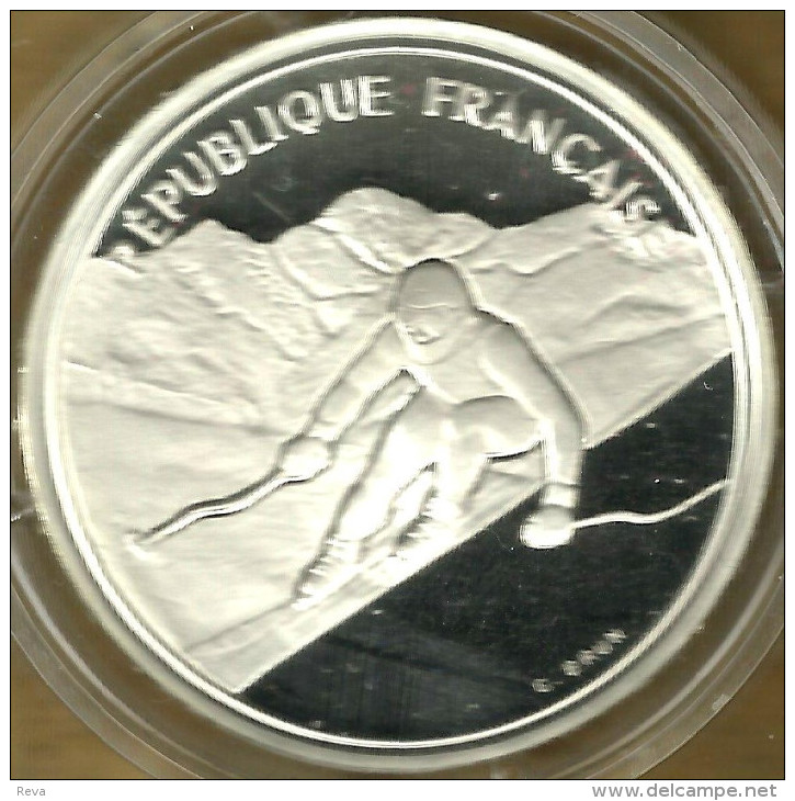 FRANCE 100 FRANCS WINTER OLYMPICS ALBERTVILLE'92 SKIING SPORT 1989 AG SILVER PROOF KM?  READ DESCRIPTION CAREFULLY !!! - Probedrucke