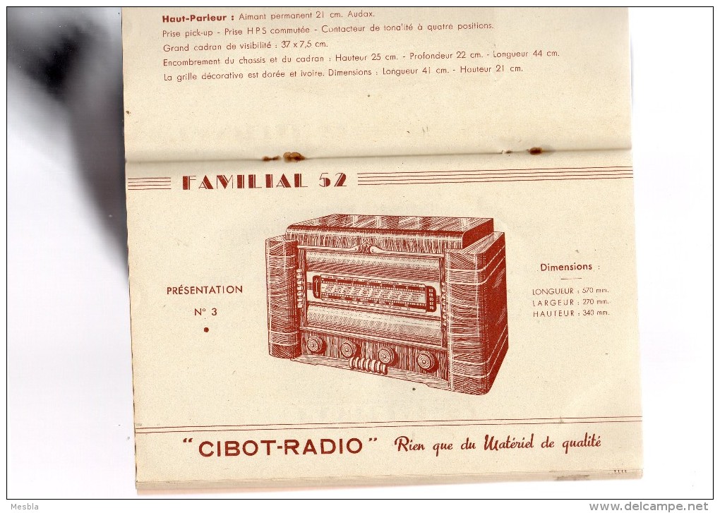 RECEPTEURS  DE  HAUTE  QUALITE -  CATALOGUE  CIBOT - RADIO - PARIS -  RADIO Et TELEVISION - Audio-Visual