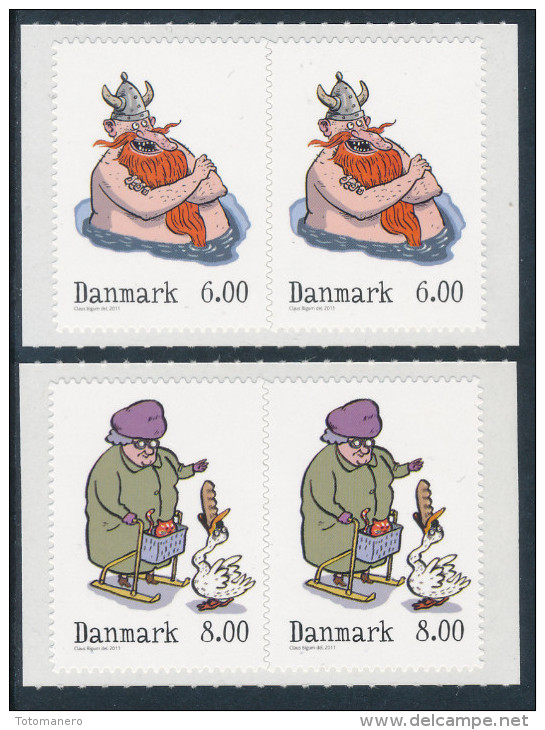 DENMARK/Dänemark 2011, "Winter Tales 2" Perforation 13½ X 13½ Self-adhesive Pair From Booklets (serpentine Roulette)** - Nuovi