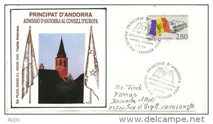 Entrée De L'ANDORRE Au Conseil De L'Europe En 1995, Une Belle Enveloppe Adressée En Catalogne. - EU-Organe