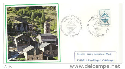 ANDORRE. Armoirie De La Commune D´Encamp, Emission De 1997, Sur Lettre Adressée En Catalogne - Storia Postale