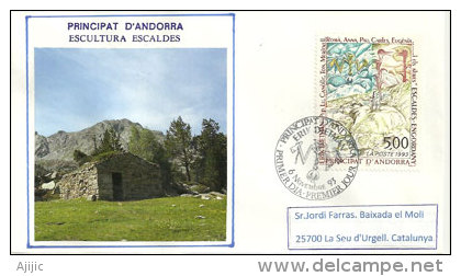 ANDORRE.Paysage Des Escaldes (Borda) Maison Traditionnelle De Haute Montagne, Sur Lettre Adressée En Catalogne - Lettres & Documents