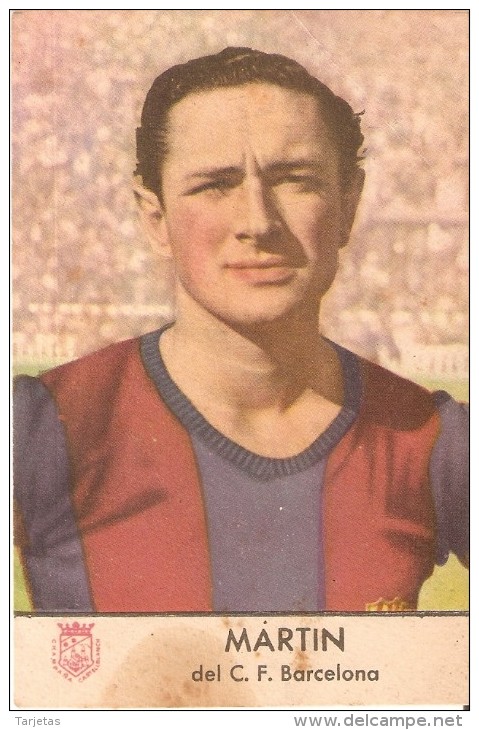 CROMO ANTIGUO DEL AÑO 1953 DE MARTIN JUGADOR DEL F.C. BARCELONA (CHAMPAÑA CASTELLBLANCH) (BARÇA) - Otros & Sin Clasificación