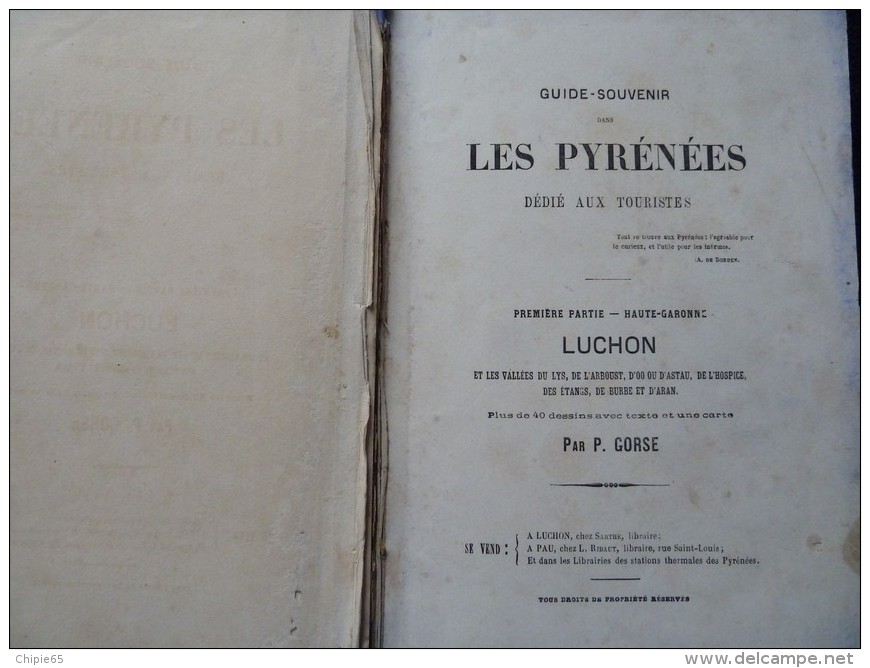 GUIDE SOUVENIR DES PYRENEES SUR LUCHON DES ANNEES 1880 - Jusque 1700