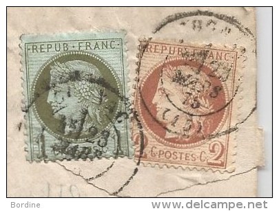 - Lettre - CHARENTE - COGNAC - Càd Type 17 S/TP Cérès N°50+51 - 1875 - 1871-1875 Cérès