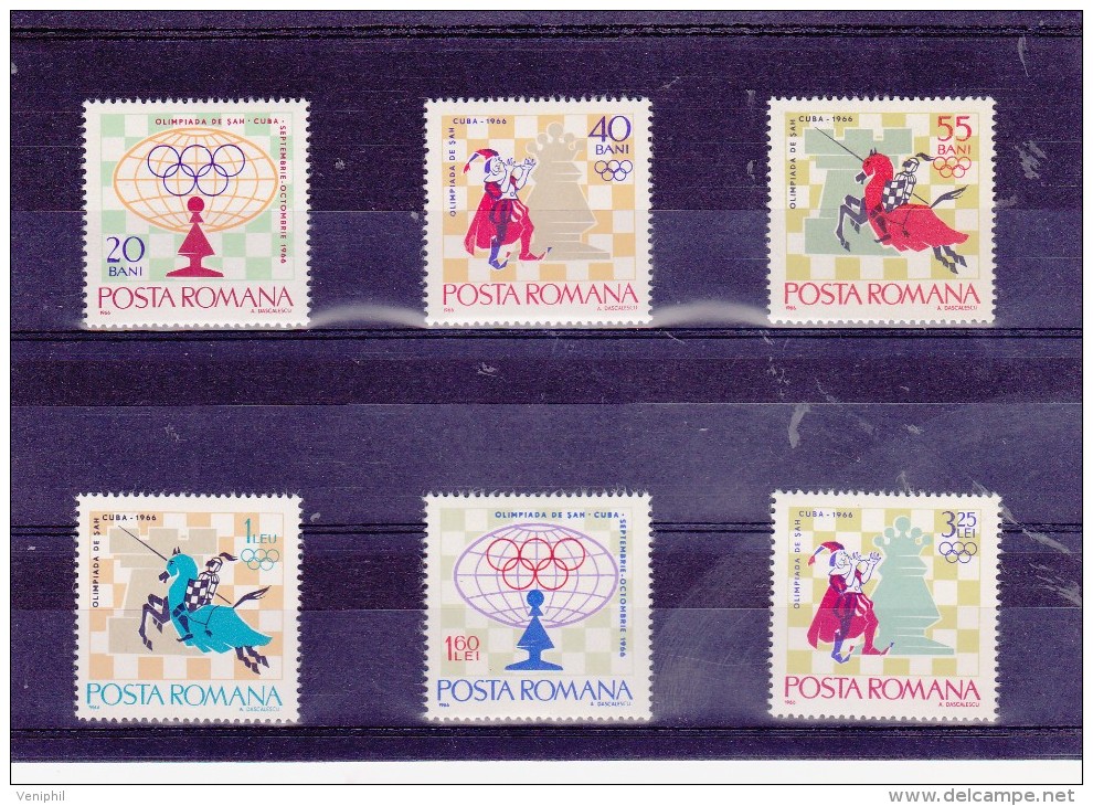 ROUMANIE - SERIE TOURNOIS D'ECHECS -N° 2193 A 2198 NEUF X  ANNEE 1966 - Andere & Zonder Classificatie