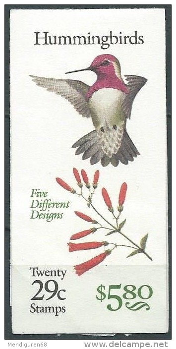 USA 1992 Humming Birds Carnet Of 20 $5.80 MNH SC 2642-2646 YV 2039-2043 MI 2246-50 SG 2672-76 - 3. 1981-...