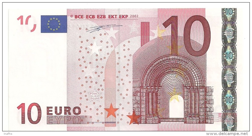 Germany Letter X EUR 10 Printercode P001 Duisenbeg UNC - 10 Euro