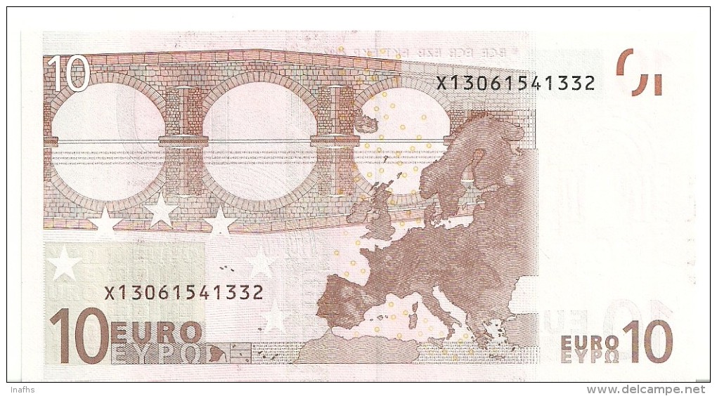 Germany Letter X EUR 10 Printercode P001 Duisenbeg UNC - 10 Euro