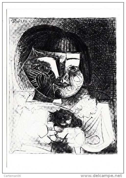Illustrateur - Pablo Picasso - CPM - Paloma Et Sa Poupée Sur Fond Noir - Picasso