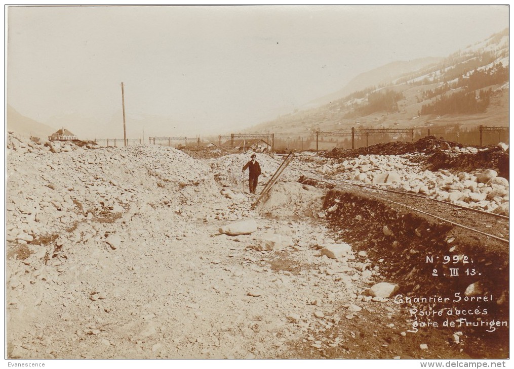 CONSTRUCTION DE LA LIGNE DU  LOTSCHBERG /  CHANTIER SORREL ROUTE GARE DE FRUTIGEN   ////  REF N° 481 - Frutigen