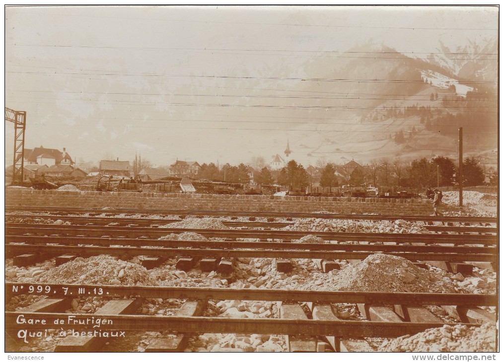 CONSTRUCTION DE LA LIGNE DU  LOTSCHBERG /  GARE DE FRUTIGEN / QUAI A BESTIAUX  ////  REF N° 486 - Frutigen