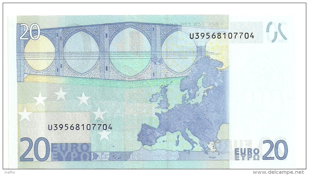 France Letter U EUR 20 Printercode L068B2 Trichet UNC - 20 Euro