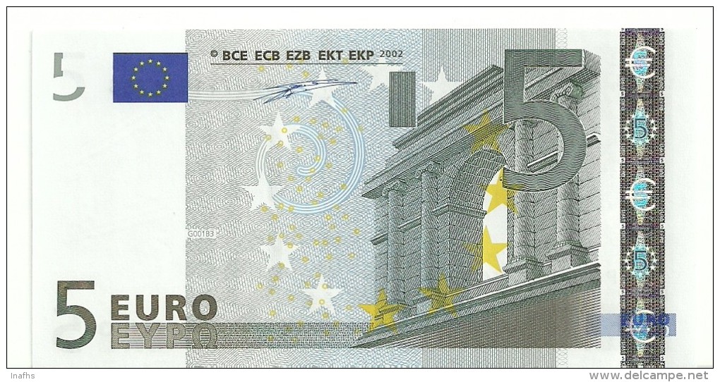 Netherlands Letter P EUR 5 Printercode G001 Duisenbeg UNC - 5 Euro