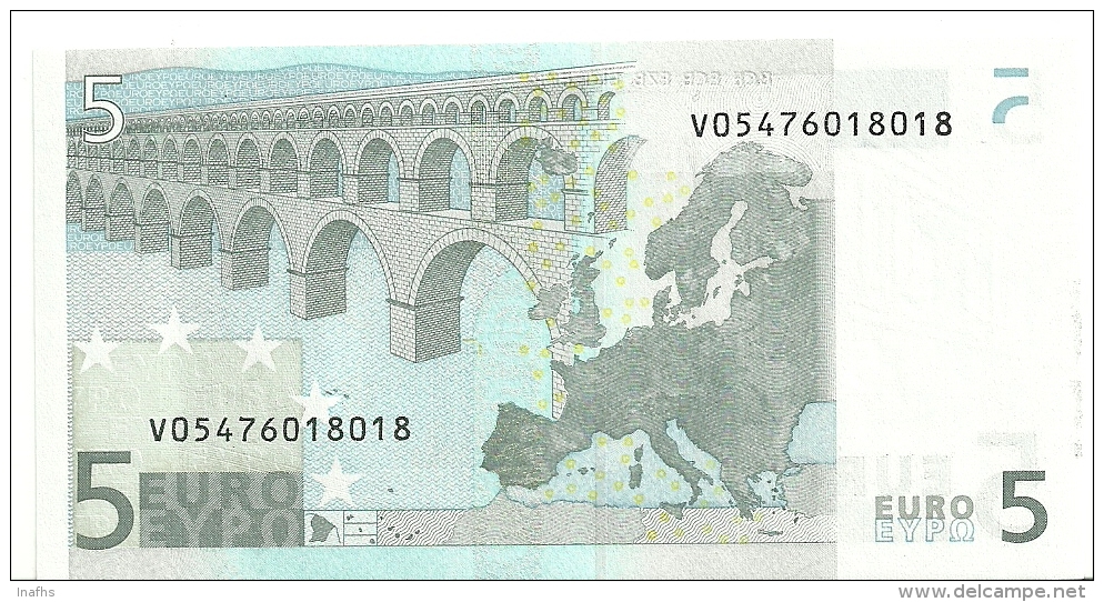 Spain Letter V EUR 5 Printercode M004 Trichet UNC - 5 Euro
