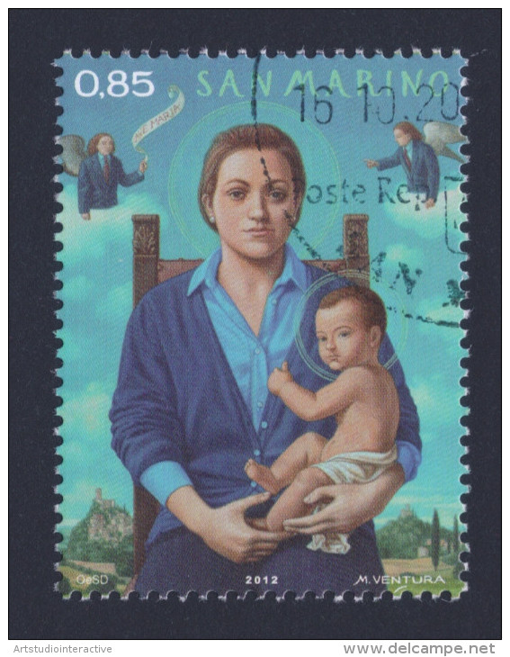 2012 SAN MARINO "NATALE 2012" SINGOLO ANNULLO GIORNO EMISSIONE - Used Stamps