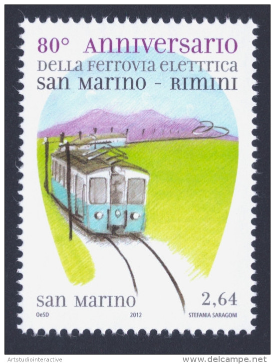 2012 SAN MARINO "80° ANN. DELL´INAUGURAZIONE DELLA FERROVIA ELETTRICA RIMINI - SAN MARINO"  SINGOLO MNH - Unused Stamps
