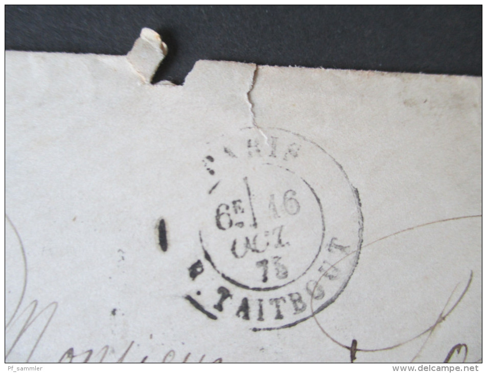 Brief Paris Taitbout Nach Ribecourt 5 Stempel / Five Cancels. Gebrauchsspuren!!!!!! - 1871-1875 Ceres