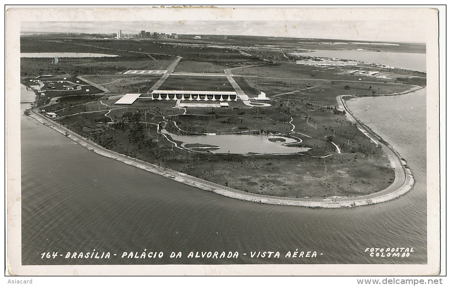 Brasilia 164 Palacio Da Alvorada Vista Aerea Foto Postal Colombo 4 Stamps 1964 To Romania - Brasilia