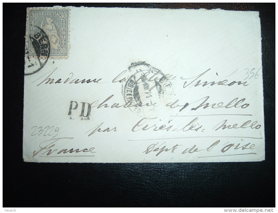 LETTRE POUR FRANCE TP 30 OBL. 30 XII 71 BERN + GRIFFE PD - Briefe U. Dokumente