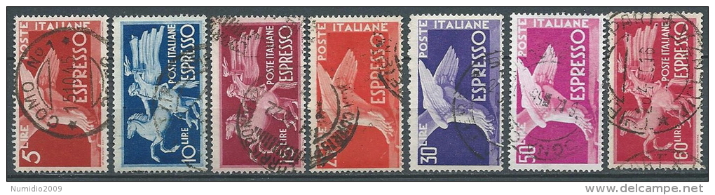 1945-52 ITALIA USATO ESPRESSO 7 VALORI RUOTA - ED04 - Poste Exprèsse/pneumatique