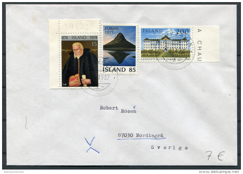 1982 Iceland Reykjavik F Cover - Sweden / Europa Landspitalinn - Lettres & Documents