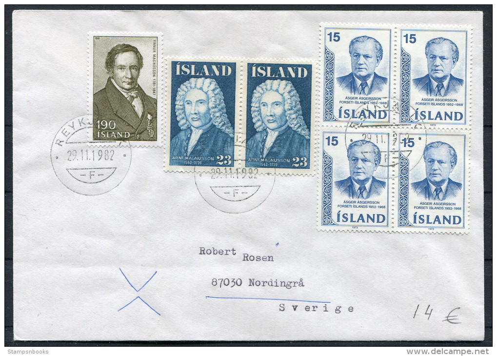 1982 Iceland Reykjavik F Cover - Sweden - Lettres & Documents