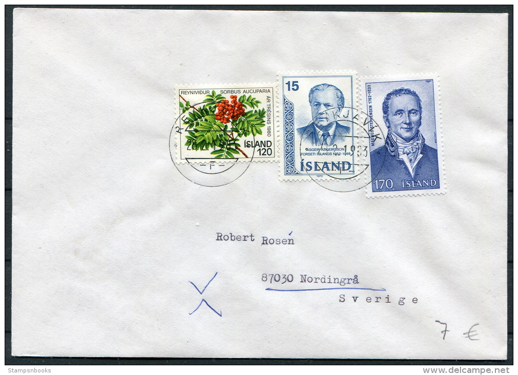 1983 Iceland Reykjavik F Cover - Sweden - Covers & Documents