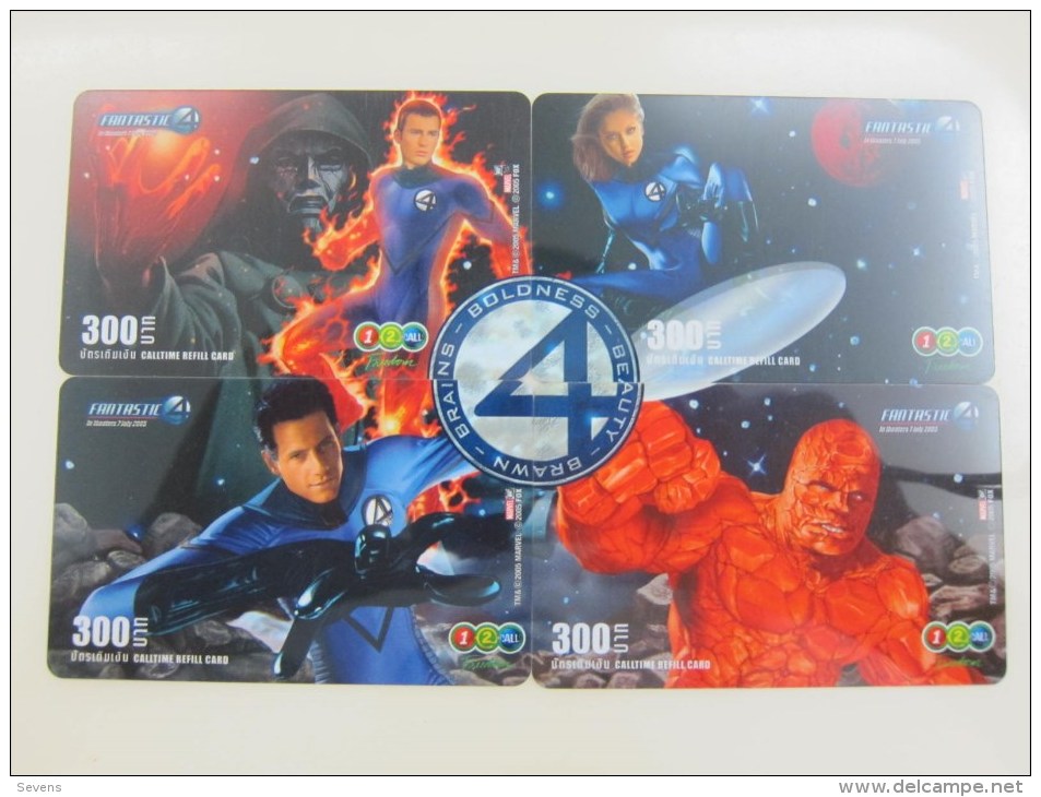 12call Prepaid Phonecard,Fantastic 4, Puzzle Set Of 4 ,used - Thailand