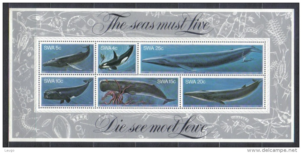 SWA Mi Bl 5 Whales Orca Magaptera Baleanoptera Sheet 1980 MNH - Baleines