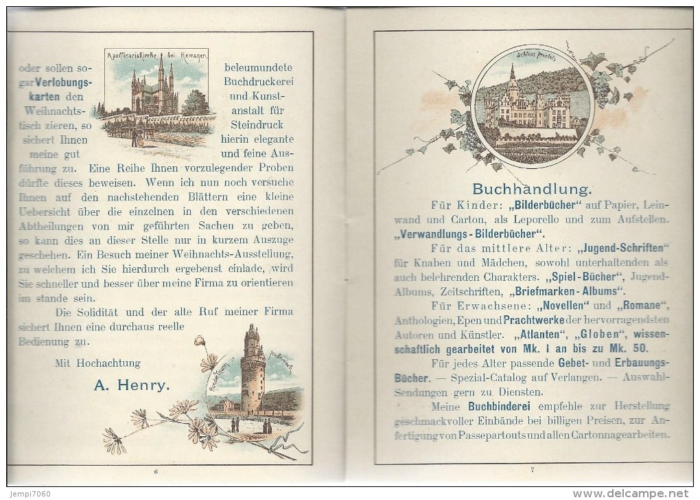 Katalog Von A. HENRY Bonn, Fröhliche Weihnachten 1895 - Catalogue A. HENRY Bonn, Joyeux Noël 1895 - Reclame