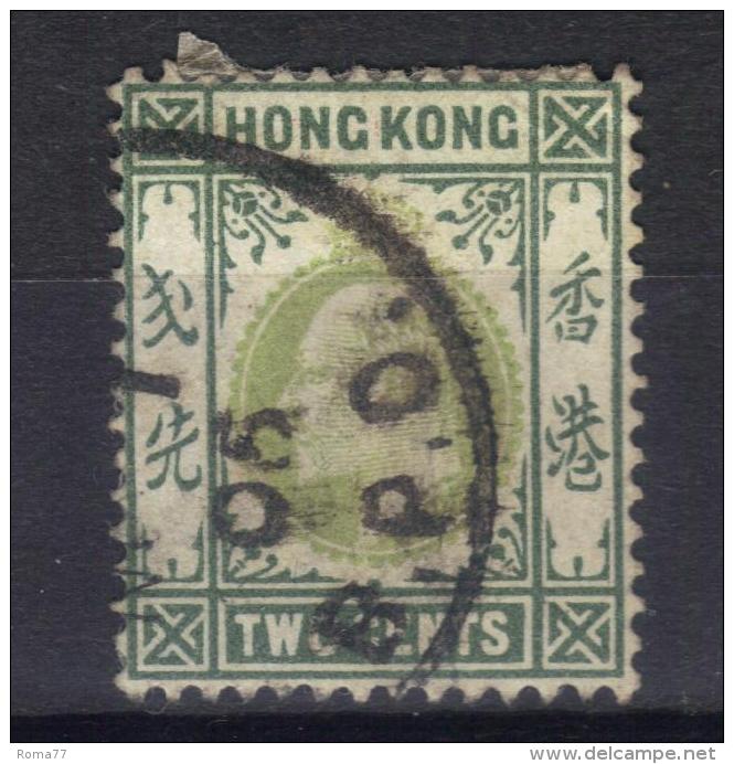 W827 - HONG KONG 1903 , Edoardo VII 2 Cent Yvert  N. 63 Usato . Fil CA - Oblitérés