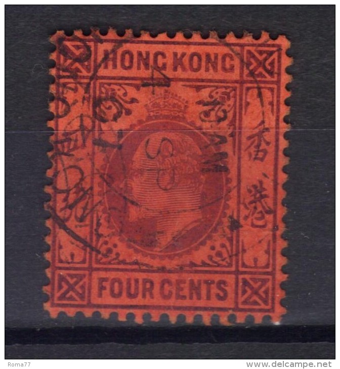 W828 - HONG KONG 1903 , Edoardo VII 4 Cent Yvert  N. 64 Usato . Fil CA - Oblitérés