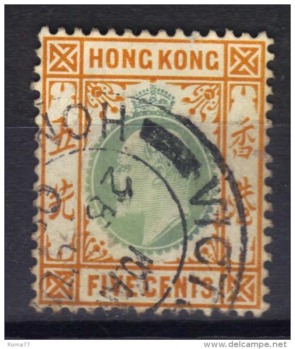 W829 - HONG KONG 1903 , Edoardo VII 5 Cent Yvert  N. 65 Usato . Fil CA - Oblitérés