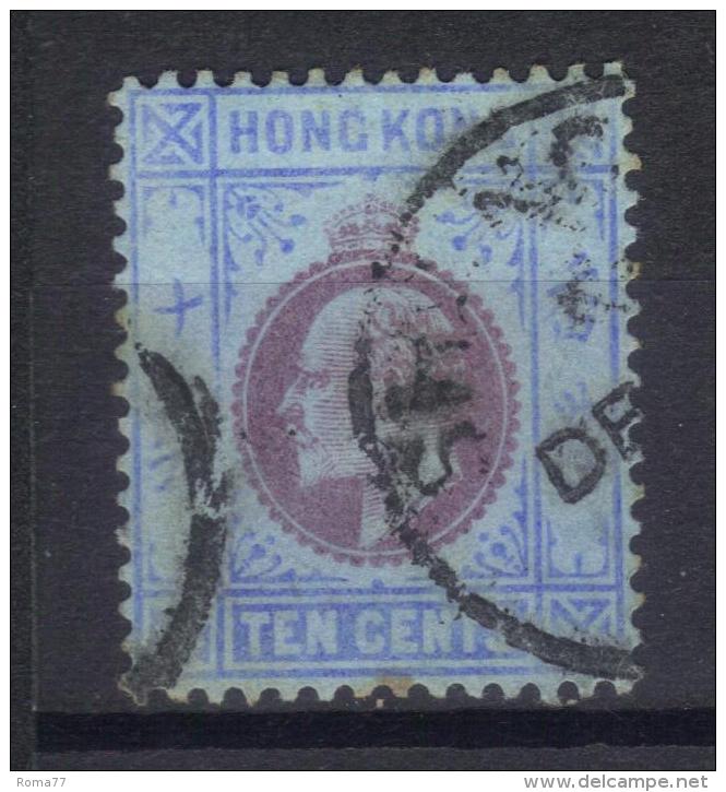 W830 - HONG KONG 1903 , Edoardo VII 10 Cent Yvert  N. 67 Usato . Fil CA - Usados