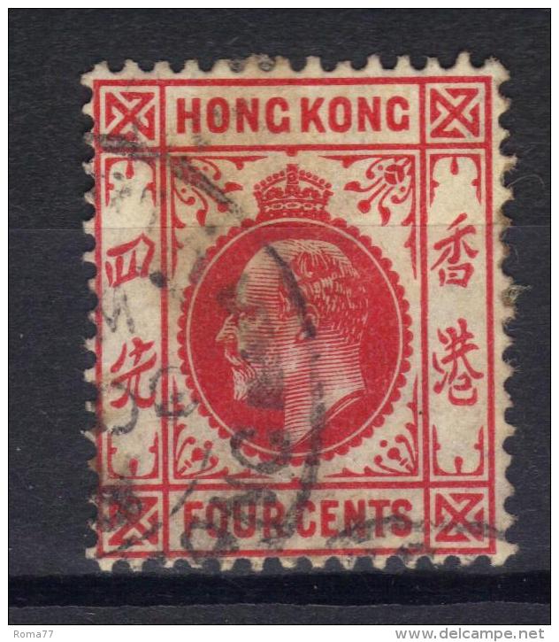 W835 - HONG KONG 1904 , Edoardo VII 4 Cent Yvert  N. 79  Usato . Fil CA  Mult - Usados