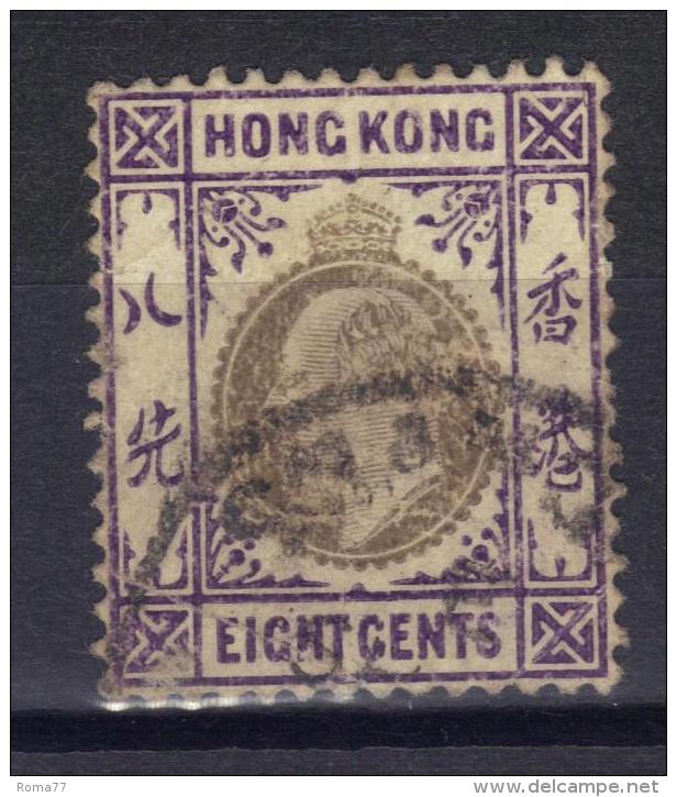 W839 - HONG KONG 1904 , Edoardo VII  8 Cent Yvert  N. 82  Usato . Fil CA  Mult . - Gebraucht