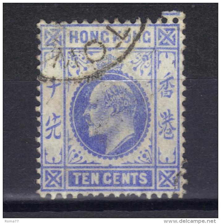 W841 - HONG KONG 1904 , Edoardo VII  10 Cent Yvert  N. 84  Usato . Fil CA  Mult . - Oblitérés