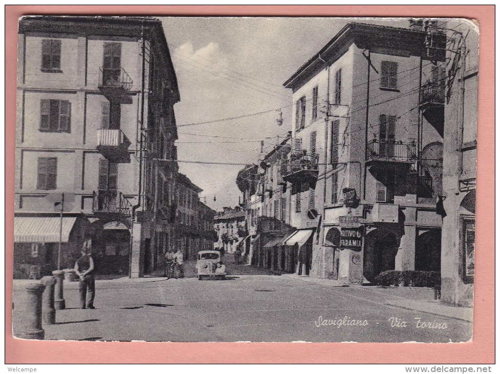 OLD POSTCARD ITALIA ITALY SAVIGLIANO + CAR Via Torino - Cuneo