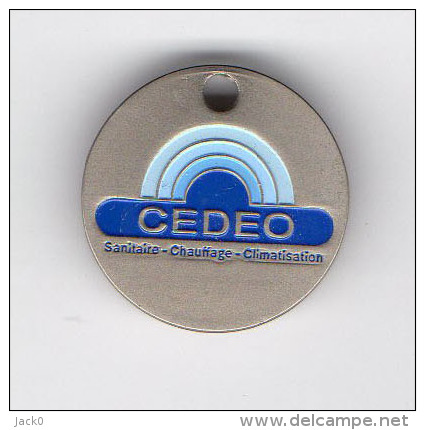 Jeton  De  Caddie  Argenté  CEDEO  Sanitaire - Chauffage - Climatisation   Verso  Vierge - Trolley Token/Shopping Trolley Chip