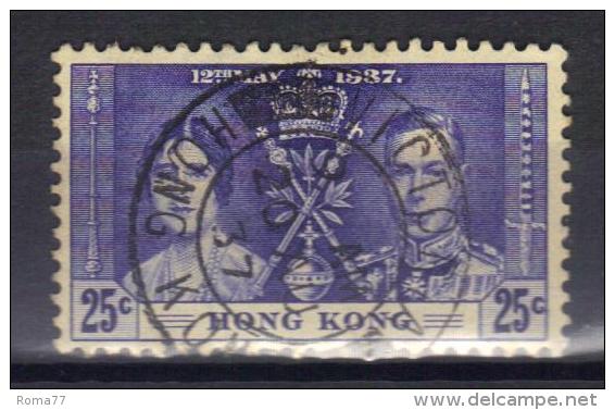 W865 - HONG KONG 1937 , Giorgio VI  25 Cent Yvert N. 139  Usato - Oblitérés